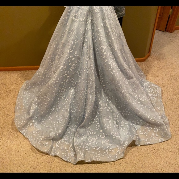 Baby Blue pastel floral glitter prom dress - Picture 8 of 9